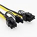 S-Union [6PCS New 18AWG PCI-E 6Pin to Dual 8 (6+2) Pin Y-Splitter Extension Cable, Pcle 6Pin to Dual 8Pin Cable for Power GPU Riser Board, GPU Mining ZCASH ZEC Ethreum ETH (Length: 11.8Inch / 30CM)