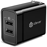 iClever BoostCube+ 24W 4.8A Dual Wall Charger with SmartID Technology, Foldable Plug, Portable Travel Adapter for iPhone X/8/7/6s, iPad Air/Mini, Black