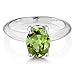 Gem Stone King 2.10 Cttw Peridot Solitaire Ring For Women | 925 Sterling Silver | Gemstone Birthstone | Oval 9X7MM | Available In Size 5, 6, 7, 8, 9