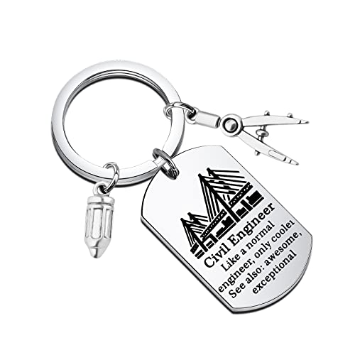 Gzrlyf Civil Engineer Keychain Engineering Key Ring Funny Civil