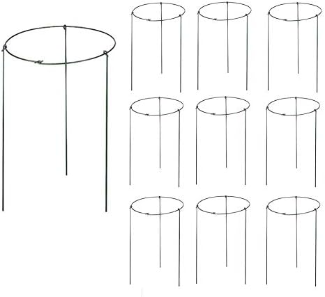 MB55 10 Pack Garden Plant Support Rings for Potted Plant, 5" Wide x 11" High, 3 Legs, Small Plants