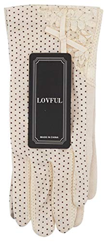 Lovful Women's Outdoor Uv Protection Cotton Anti-skid Driving Gloves,Beige - Thumbnail 7