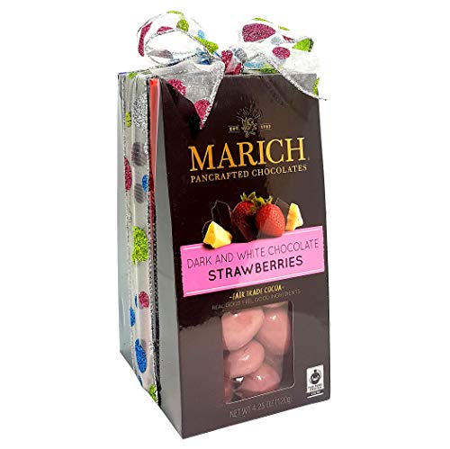 Marich Chocolates Trio Gift Set Chocolate Covered Fruits Collection (Dark and White Chocolate Strawberries, Dark Chocolate Blueberries, and Milk Chocolate Cherries) Gable Box 4.25 Oz. Each (Pack of 3) - Thumbnail 2