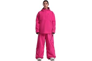 GSOU SNOW Women's Ski Jacket and Pants Set Baggy Snowboard Jacket Snow Suit Waterproof Windproof Hooded Coat