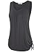 Vivilli Women's Solid Color V Neck Adjustable Drawstring Sides Shirring Tank Tops