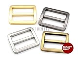 CRAFTMEmore Flat Metal Slide Buckle Triglide Strap Keeper Leathercraft Bag Belt Adjuster Sliders 6 Pack (1 Inch, Brushed Gold (Bronze))