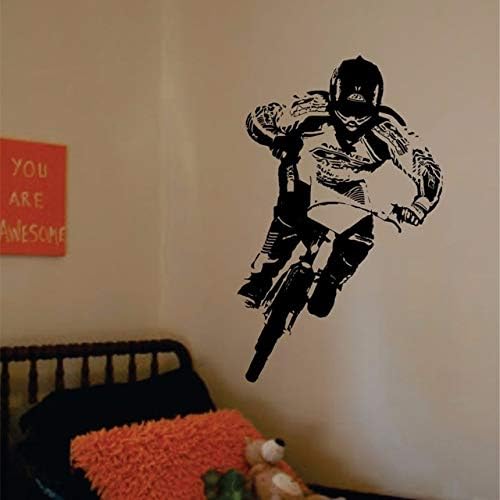 justwalls BMX Biker Decal Vinyl Wall Art Stickers for Kids Rooms Boys Girls Living Room Home Decal Decor Sports Bicycle Wall Poster A426