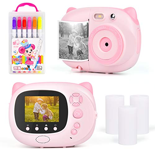 Upgrow Sofortbildkamera Kinder Kamera, Digitalkamera für Kinder, 24 Megapixel HD Kamera mit 2.4" IPS farbig Bildschirm, Sofortdruck Kamera, Mini Camcoder
