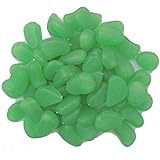 CUGBO 100 Man-made Green Glow Pebbles Stone Luminous Decorative Stones for Garden Walkway or Fountain Aquarium