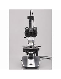 AmScope t360b 8 m Digital trinocular microscopio compuesto, 40 x  2000 X Ampliación, WF10 x y Wf20 X Oculares, brightfield, iluminación LED, Abbe Condensador, de doble capa mecánico etapa, incluye cámara de 8 MP con lente de reducción y software