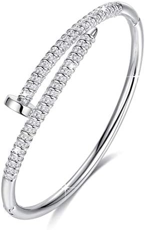 VICISION 2019 3 Color Statement Screw Cuff Bangle Bracelet Gold Plated 5A Cubic Zirconia for Women Fine Fashion Jewelry Accessories