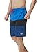 TSLA Men's 11 Inches Swimtrunks Quick Dry Water Beach, Color Block(msb02) - Tropical Blue & Black, Large