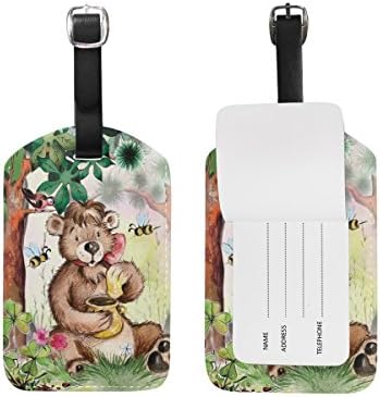 MRMIAN Cute Animal Bear Tree Bird Luggage Tag for Baggage Suitcase Bag Leather 1 Piece