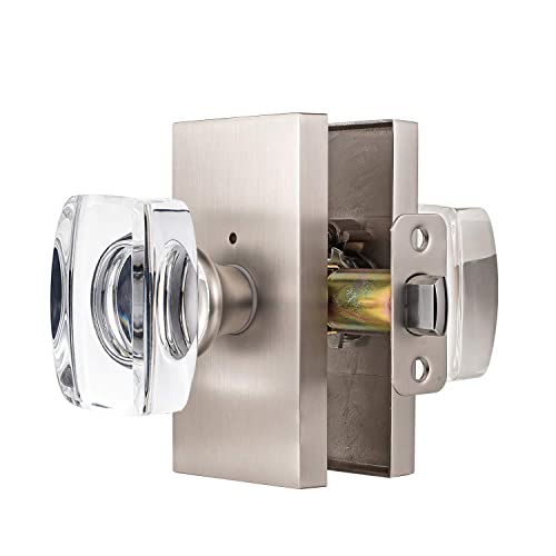 HIEMEY Glass Door Knobs Interior, Crystal Door Knobs with Lock, Privacy Bedroom/Bathroom Door