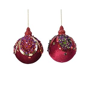 1 kerstbal van zacht, zacht velours, 7 x 10 cm, rood.