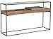 Rivet King Street Industrial Cabinet Media Console Table With Functional Storage, Walnut, Black Metal, Glass