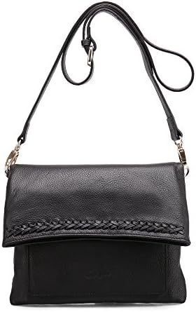 Geya Women's Fashion Genuine Leather Shoulder Bag Cross-body Bag Clutch Flap Cover with Invisible Magnet closure (Black)