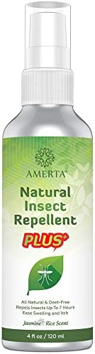 AMERTA Natural Insect Repellent PLUS, 4 oz - DEET FREE - Repels Mosquitoes, Gnats, Ticks & Other Biting Bugs - Relieves Itching and Swelling