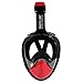 FishEye 180° Full Face Snorkel Mask - (Red/Black, L/XL) Tubeless Design Using Superior Dry Snorkel Technology. Anti-Fog, Anti-Leak, Snorkeling Mask with Larger Viewing Area.