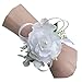 Arlai Set of 2,Wrist Corsage Wristband Roses Wrist Corsage for Prom, Party, Wedding White