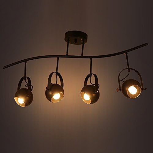 MGCL Ceiling Lamps, Retro Industrial Wind Track Lights, Iron Lampshade, Lighting Bright, Suitable For Bars / Cafes / Background Wall, E27 Bulbs A+ ( Size : A:4head 9540cm )