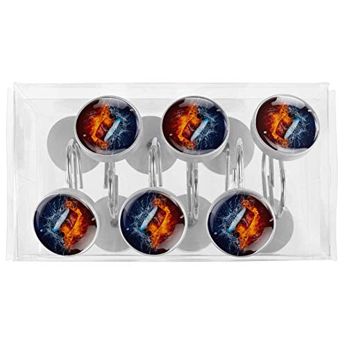 LORVIES Ice Hockey Puck Curtain Hooks Set of 12, Stainless Steel Shower Hooks Decorative Hanger Rings Rust Resistant for Bathroom Kids Room Fashion Home Decor