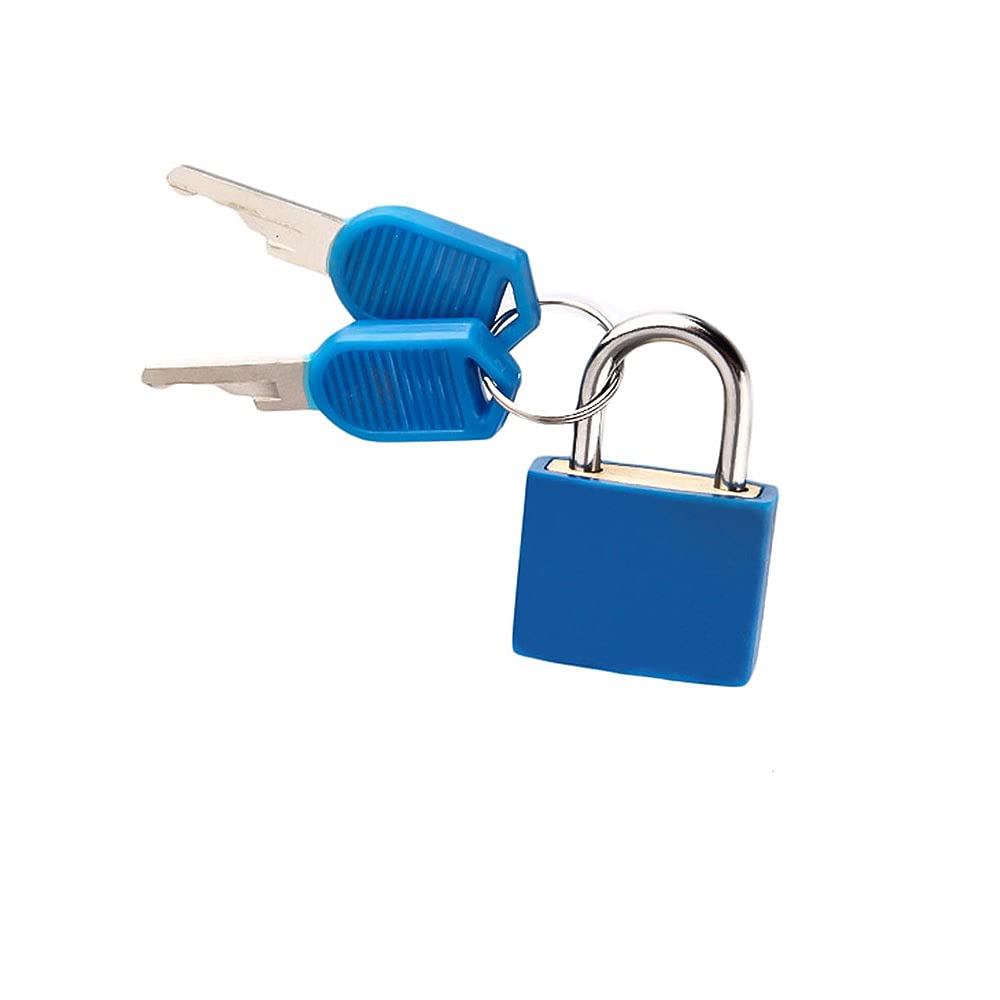 Multicolor Small Brass Padlocks Plastic Padlock with 2 Keys for Toolbox Bag Luggage Diary(Dark Blue)