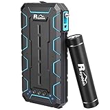Raydem 2-pack Outdoor Portable Charger 10000mAh 2 USB Ports External Battery with Flashlight Cigarette Lighter Safety Hammer and Ultra-compact 2500mAh Power Pack with Handheld Flashlight