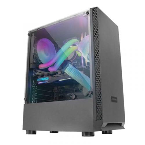Mars Gaming MCN2, ATX Gaming PC Case, Full Side Window, Front Grille, Dual Chamber Design, 12cm Rear Fan, Black