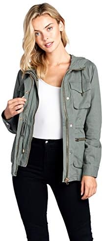 ICONICC Women's Safari Anorak Parka Drawstring Utility Jacket