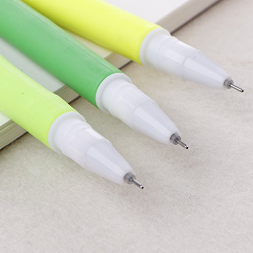Woolf's House 3Pcs Cute Grass Shape 0.38mm Gel Pen Blakc Ink Stationery School Office Supplies(Color Random) - Thumbnail 4