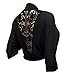 eVogues Plus Size Floral Laced Back Cropped Bolero Shrug Black