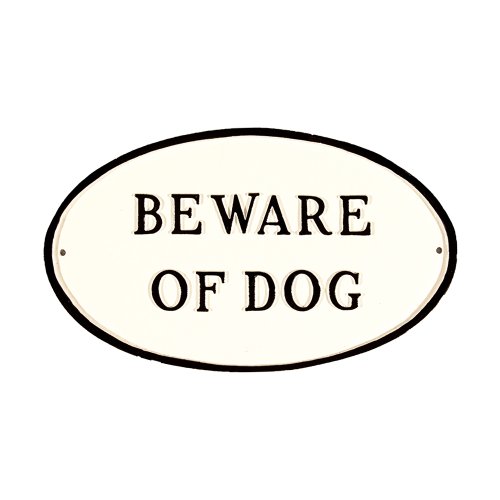 Montague Metal Products SP-5sm-WB Beware of Dog Oval Statement Plaque, Small, White and Black