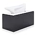 MyGift Modern Black Wood Grain Tissue Box Cover with Easy Refill Slide Out Bottom, Refillable Bathroom Facial Napkin Tissue Box Holder