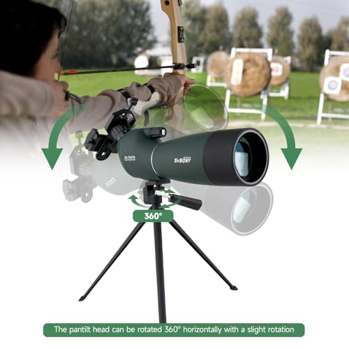 Svbony SV28 Spotting Scope with Tripod Phone Adapter 25-75X70, HD Zoom BAK4 Prism FMC Optics Lens Angled Spotting Scopes for Target Shooting, Bird Watching, Wildlife