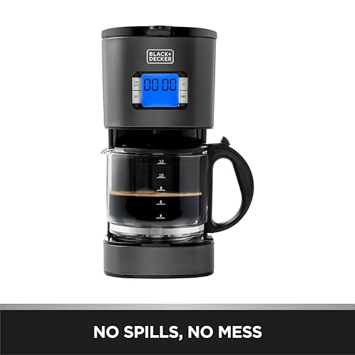 BLACK+DECKER Premium 12 Cup Stainless Steel Coffee Maker – Programmable Timer, 12 Cup Markings, LCD Display with Digital Controls, 1.5L Glass Carafe, Drip-Stop, Dishwasher Safe | SSCM125-B5