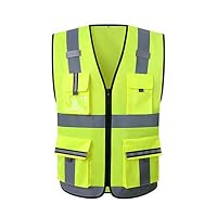 MLXFGBX MLX High-Visibility Vest, Front Zipper Adjustable Fluorescent Health Vest Traffic Safety Protective Clothing, Multi-spec (Color : 1 Pack, Size : S)