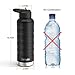 Water Bottle with Straw Lid- 24 Oz Black, 2 Lids, 18/8 Stainless Steel Vacuum Insulated Sports Water Bottle, Keep Cold 24 Hours& Hot 8 Hours, Standard Mouth with BPA Free Straw Lid