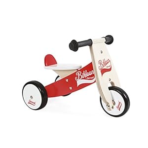 Janod – Bicicleta sin pedales Bikloon, madera, color rojo / blanco (J03261)