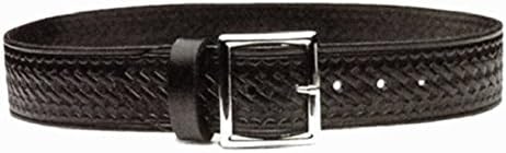 HWC POLICE FIRE EMT EMS SECURITY BLACK LEATHER UNIFORM DUTY GARRISON BELT BASKETWEAVE STYLE, MADE IN USA, SIZE 34"