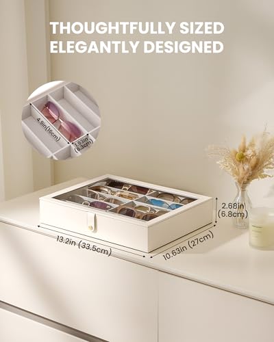 Lolalet 10/20 Slots Sunglasses Organizer Box, Eyeglasses Eyewear Display Case for Multiple Pairs of Glasses Collection Holder