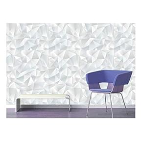Large Wall Mural - Abstract White Geometric Seamless Pattern | Self-Adhesive Vinyl Wallpaper/Removable Modern Decorating Wall Art - 66" x 96"