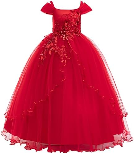 Amazon.com: KAGAYD Kids Girls Graduation Dress Sequins Lace Bridesmaid Dress  Wedding Pageant Party Dresses Floor (a-Red, 4-5 Years) : Clothing, Shoes &  Jewelry