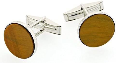 Sterling Silver and Tigers Eye Cufflinks. Made in the USA