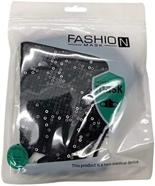 Black Sequin Face Mask, Reusable, Washable, Bling Glitter Sparkly Party Face Mask - Image 4