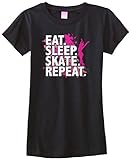 Threadrock Big Girls' Eat Sleep Skate Repeat Fitted T-Shirt