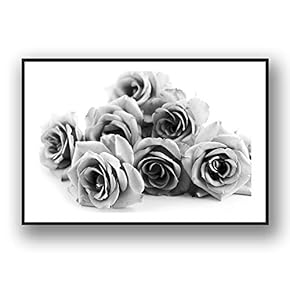 Framed Canvas Wall Art for Living Room, Bedroom Grey Rose Flowers Canvas Prints for Modern Home Decoration Ready to Hang - 16"x24" inches