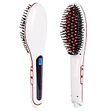 #1 Hair Brush Straightening Brush - Angel Kiss Hair Straightener Electric Heating Ceramic Comb Digital Anion Hair Care, Anti-Scald Effective Detangling Silky Hair Brush White Nasv100