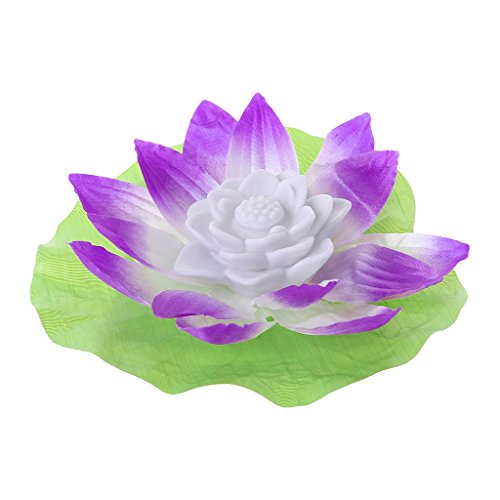 Keaiduoa 7 Colors LED Lotus Flower Romantic Lamp Light Wedding Favor Garden Pool Decor (Purple)