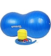 Strauss Unisex Anti-Burst Gym Ball with Foot Pump | Exercise Rubber Ball | Anti Burst Swiss Birth...